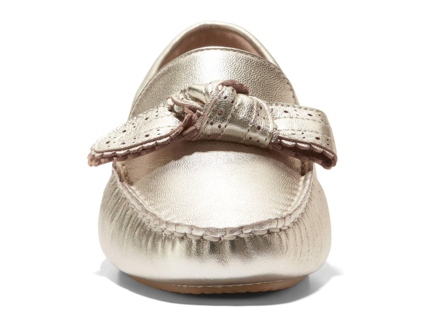 Cole Haan Women's Bellport Bow Driver, Soft Gold Leather, 9 B Medium