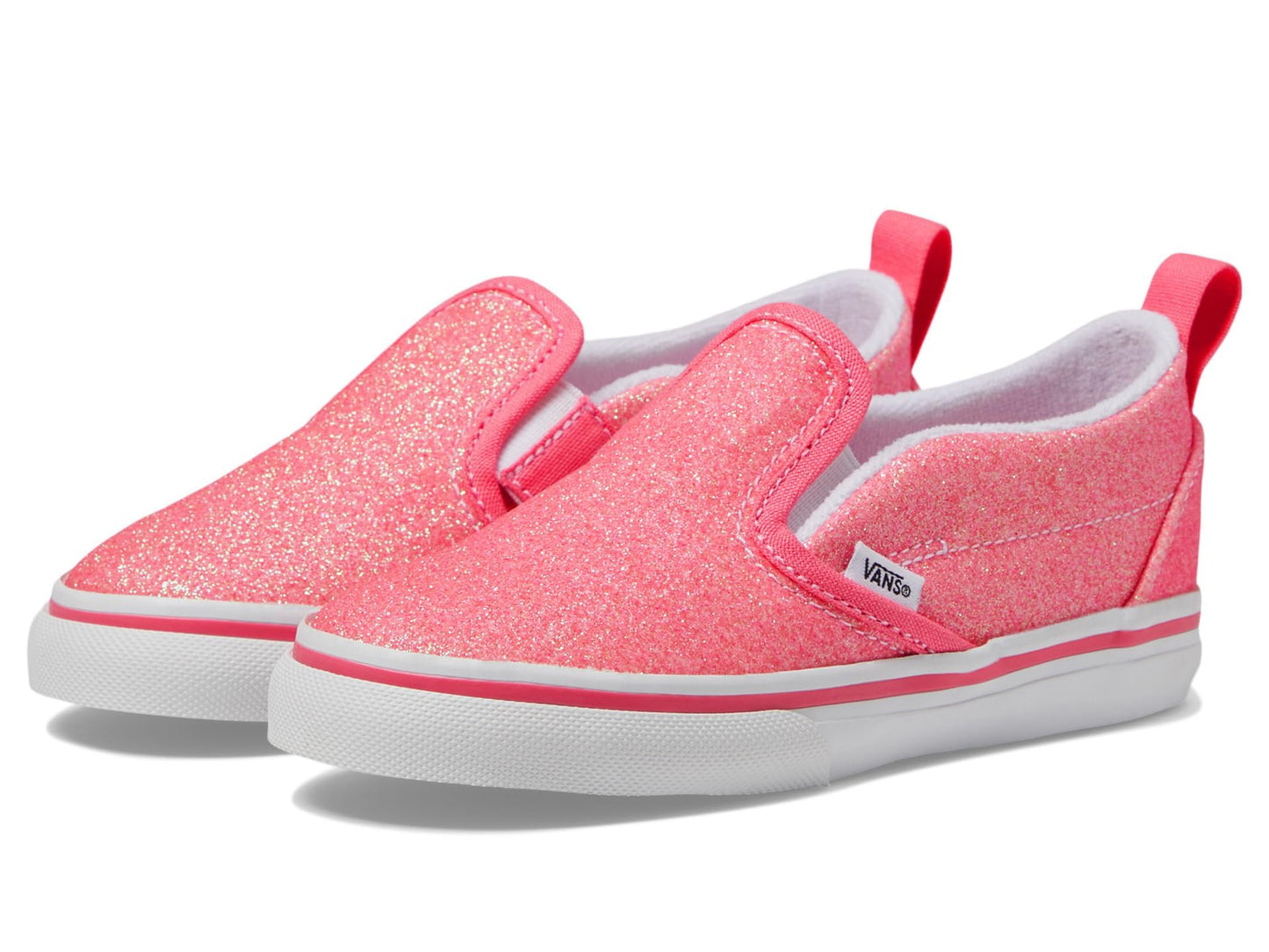 Vans Kids Unisex Slip-On V (Infant/Toddler) Glitter Pink 7 Toddler M