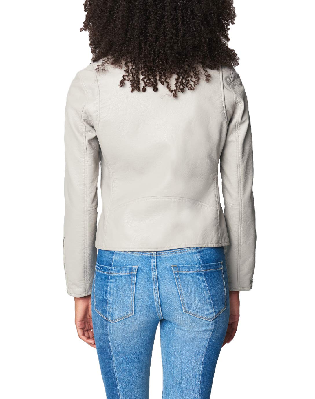 [BLANKNYC] womens Luxury Clothing Semi Fitted Vegan Leather Motorcycle Jacket, On the Rocks, X-Small US