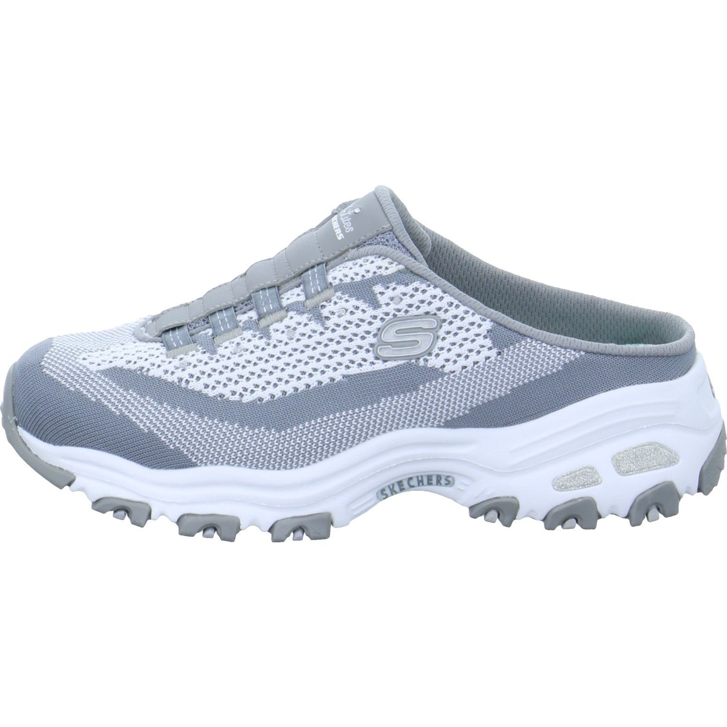 Skechers D'Lites A New Leaf Womens Slip On Sneaker Clogs Gray/White 9