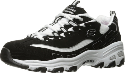 Skechers Kids Girl's D'Lites- Biggest Fan Shoe, Black/White, 5 Medium US Big Kid