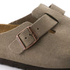 The Birkenstock Boston in the classic taupe suede.