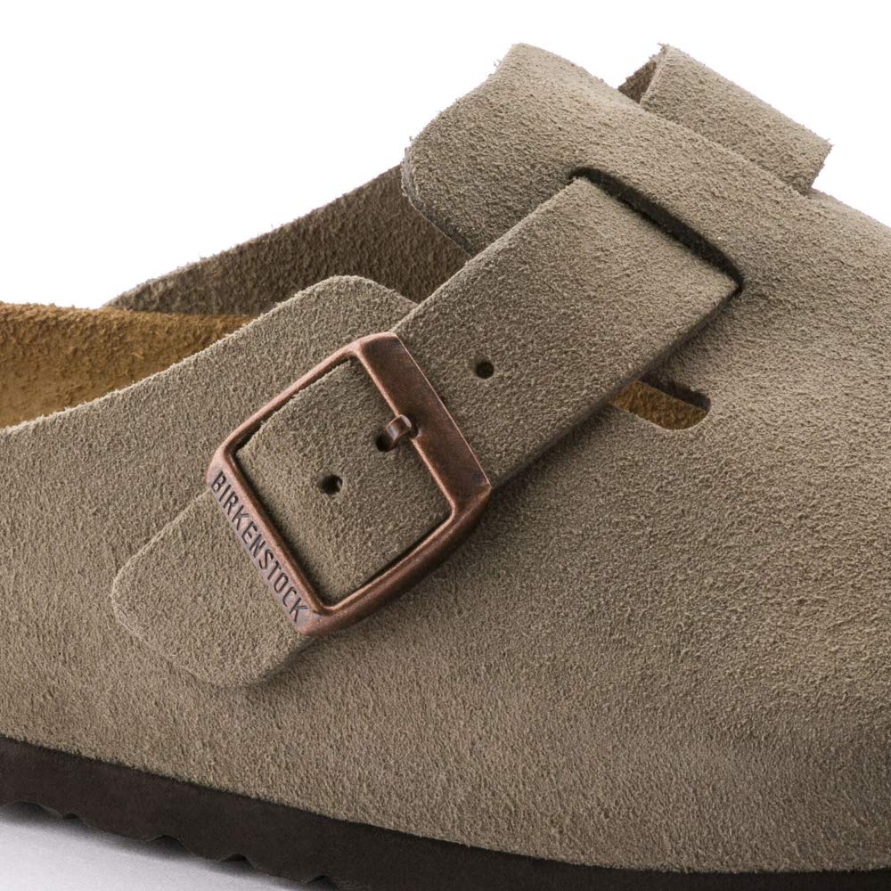 The Birkenstock Boston in the classic taupe suede.