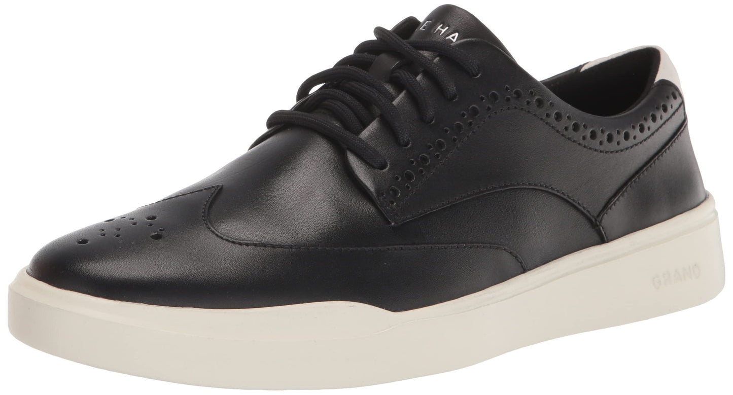 Cole Haan Men's Grand Crosscourt Wingtip Sneaker, Black/Blanc de Blanc, 12 W