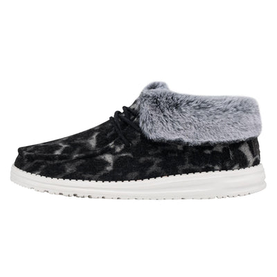 Hey Dude Women's Britt Abstract Grey Leopard Size 7 | Women’s Shoes | Women’s Lace Up Boots | Comfortable & Light-Weight