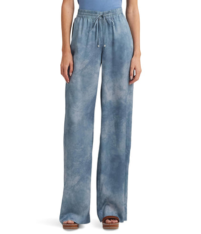 Lauren Ralph Lauren Women's Print Charmeuse Wide-Leg Pants Blue Multi Size: Medium Inseam: 32
