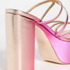 Stuart Weitzman Women's Barelythere Squarehigh Platform Sandals, Hot Pink Multi, 7.5 Medium US