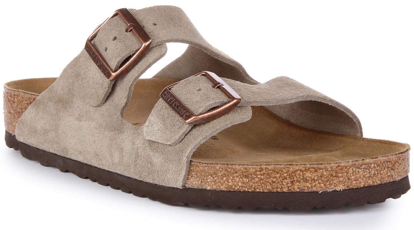 Birkenstock Classic Arizona Leather Unisex Adult Mules, Grey Taupe, 7