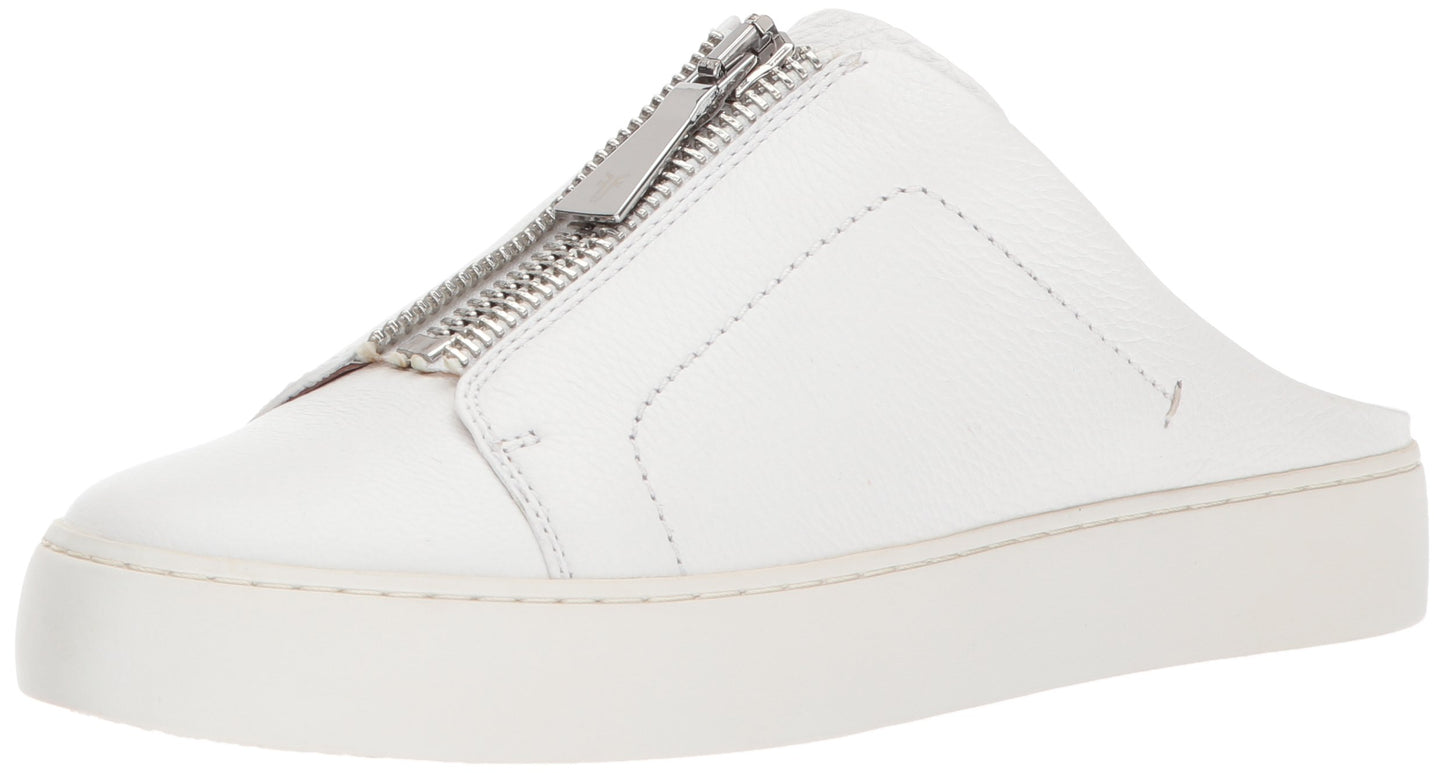FRYE Women's Lena Zip Mule Sneaker, White, 8.5 M US