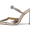 SCHUTZ Women's Pearl Pin Heel Mule, Platina/Crystal, 8