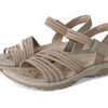Skechers Women's REGGAE SLIM - COFFEE RUN, Adjustable Stretch Gore Sling Back Sandal, Taupe, 8M