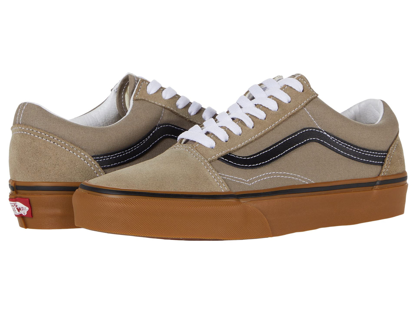 Vans Men's Old Skool Sneaker, (Gum) Timber Wolf/Black, Size 5.5
