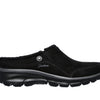 Skechers Women's Clogs - Relaxed Fit: Easy Going - Latte-Twin Gore Open Back Suede Fur Slip-On Clogs with Air Cooled Insole Mule, Black, 10
