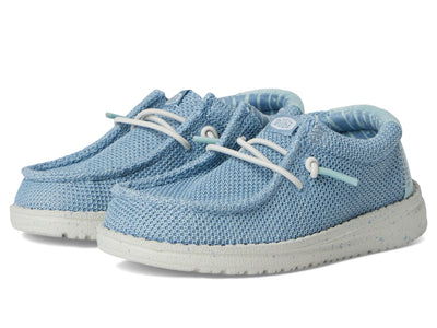 HEYDUDE Boy's Toddler Wally Stretch Sox Slip On Shoe, Cloud Blue/Dawn Blue Size 8 | Lightweight Easy On Casual Shoe