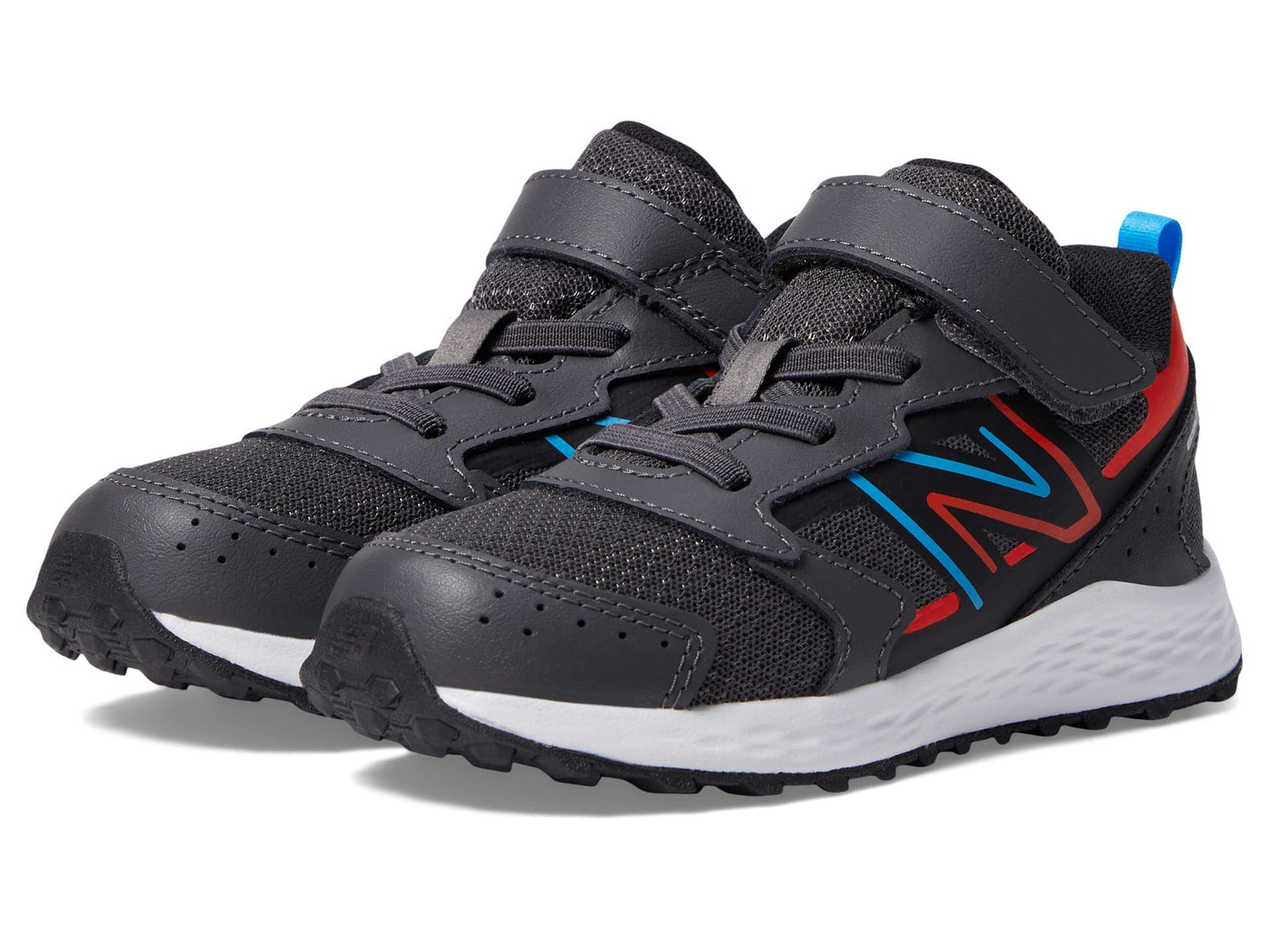 New Balance Boy's Fresh Foam 650 V1 Hook & Loop Running Shoe, Magnet/Neo Flame/Vibrant Sky, 6.5 Big Kid