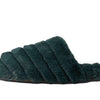Madewell Quilted Scuff Slippers in Recycled Faux Fur Deep Forest 10 M