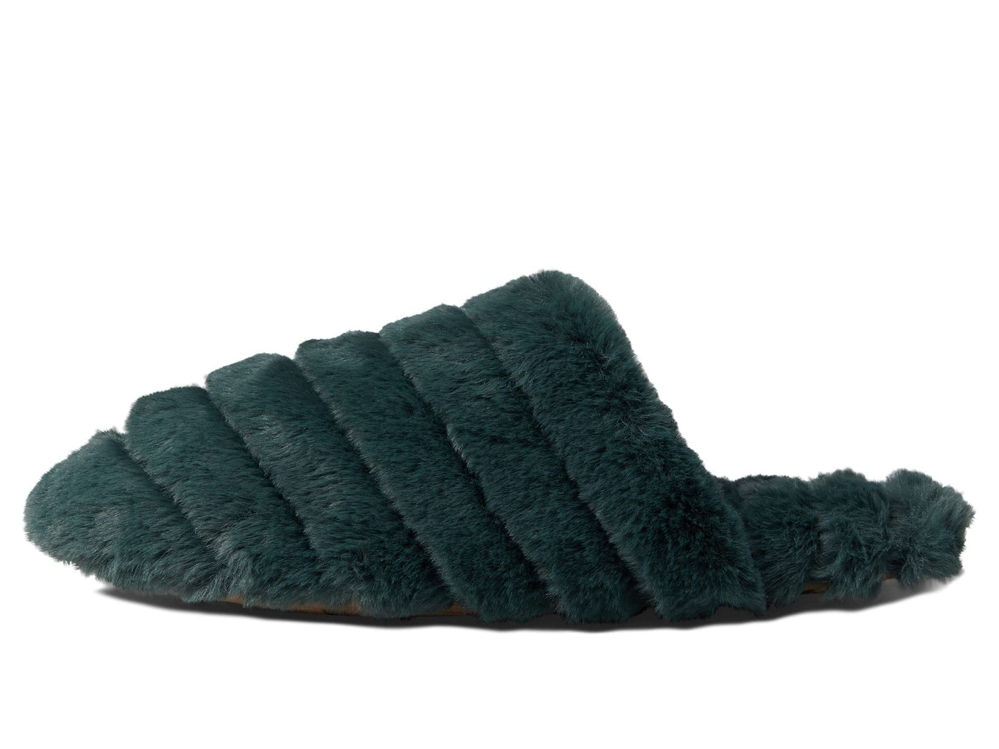 Madewell Quilted Scuff Slippers in Recycled Faux Fur Deep Forest 10 M