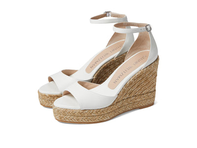 Stuart Weitzman Nudistcurve Espadrille Wedge White 5 B