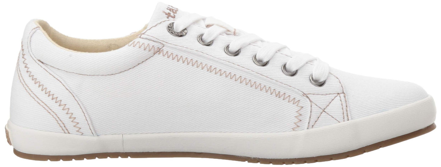 Taos Star Women's Sneaker - Iconic Style with Canvas Design for Everyday Adventures - Custom Fit Lacing and Removable Footbed with Arch Support for All Day Comfort White 6.5 W US
