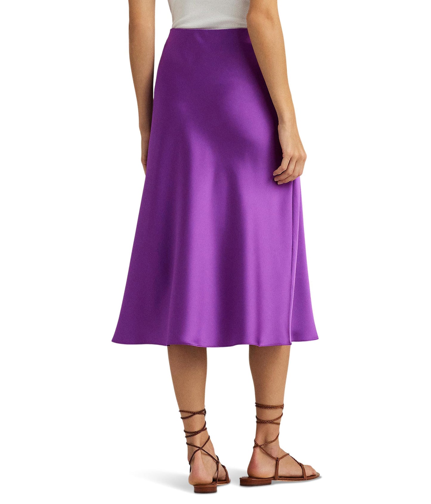 Lauren Ralph Lauren Womens Satin Charmeuse Midi Skirt Purple Jasper 4