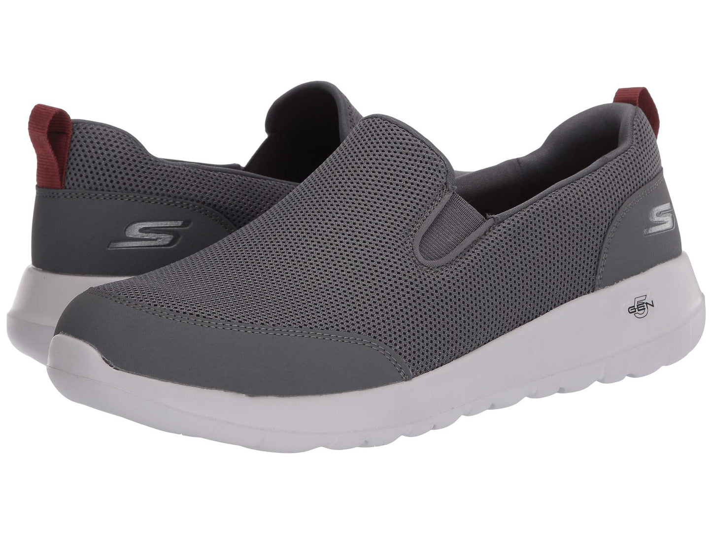 Skechers Men's Go Walk Max Clinched - Athletic Mesh Double Gore Slip on Walking Shoe, Grey/Burgundy, 11 X-Wide
