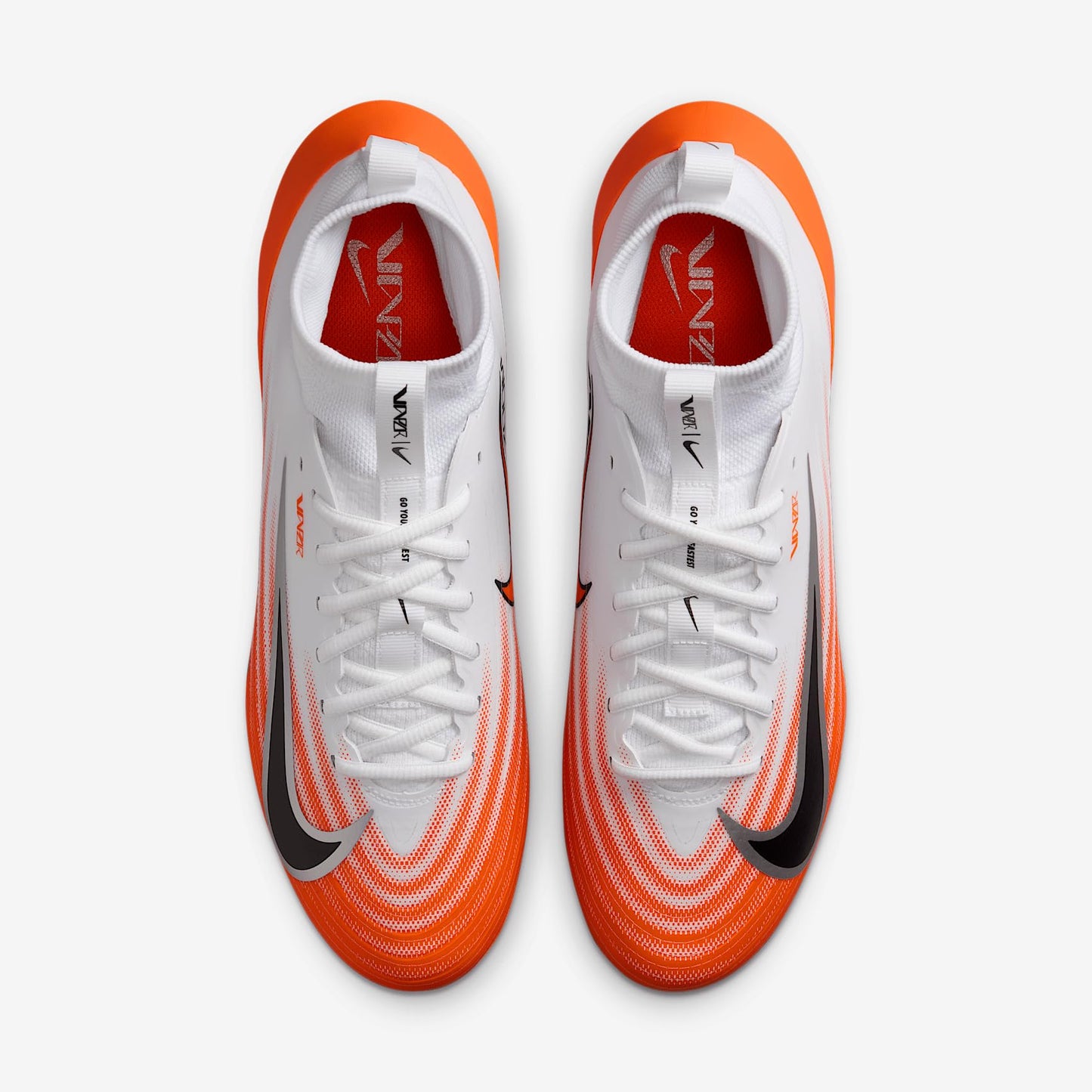 Nike Vapor Pro 1 Football Cleats (HM8850-103, White/Safety Orange/Metallic Silver/Black) Size 11