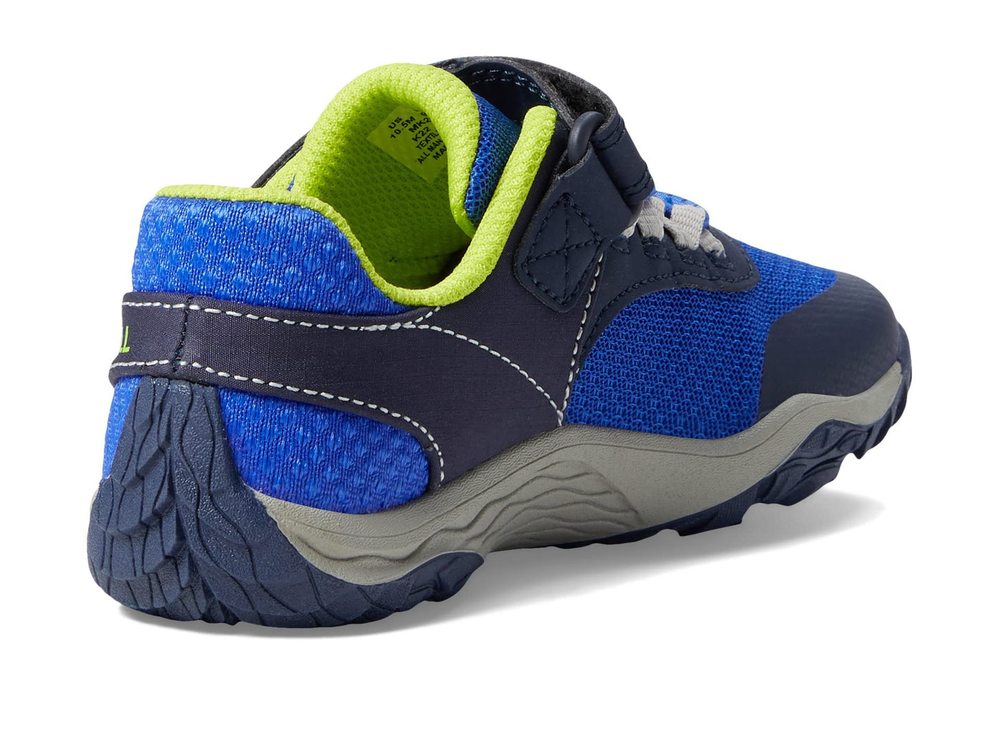 Merrell® Trail Glove 7 A/C Shoes for Little Kids – Synthetic Mesh Upper – EVA Midsole – Odour-Resistant Lining Blue/Lime 6 Big Kid M