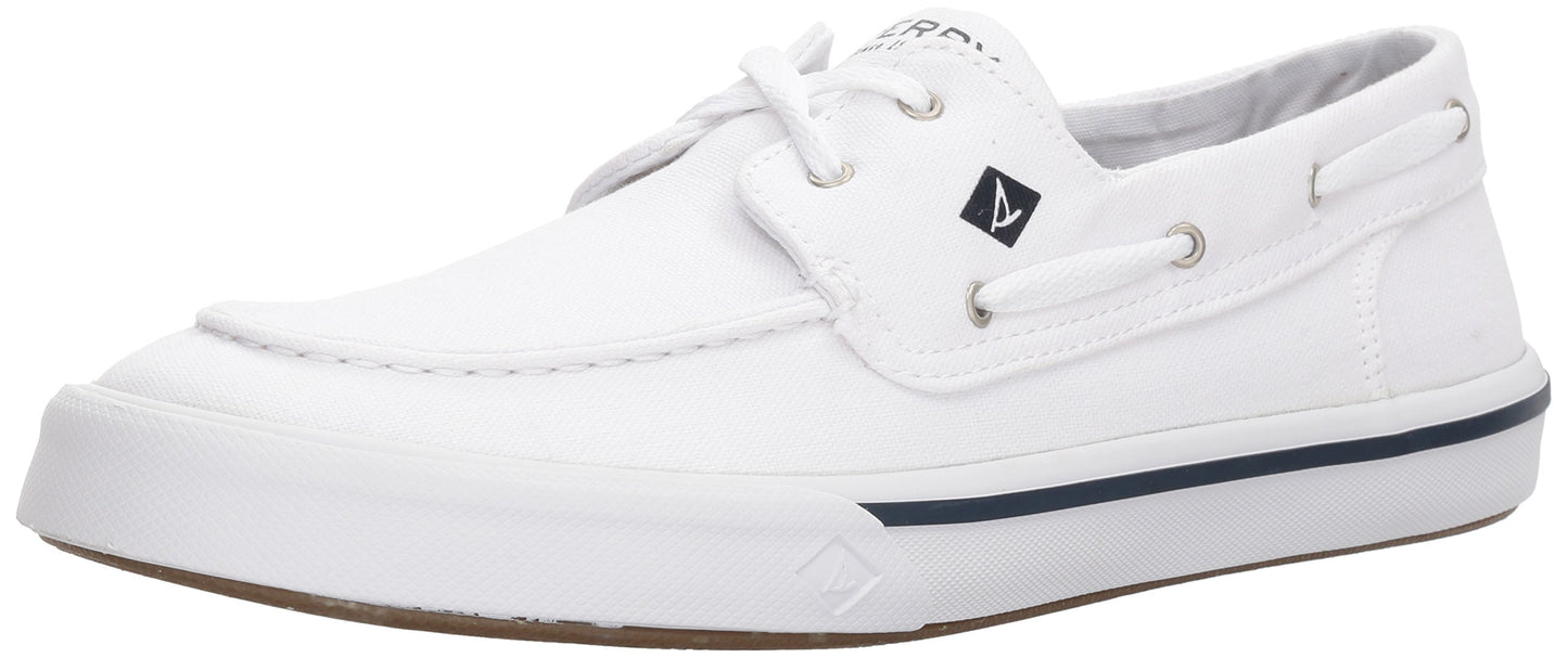 Sperry Mens Bahama II Boat Washed Sneaker, White, 10