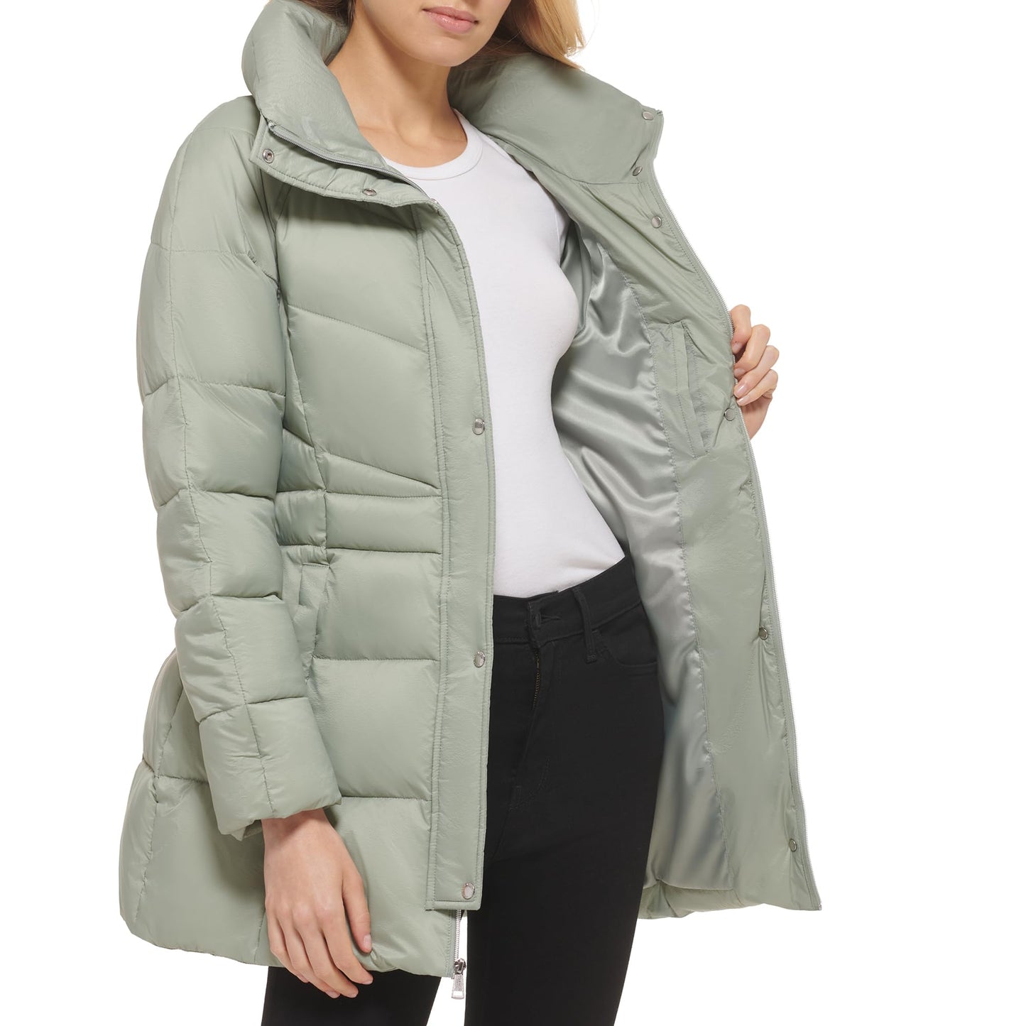 Cole Haan Women's Belted Zip-up Jacket, Sage