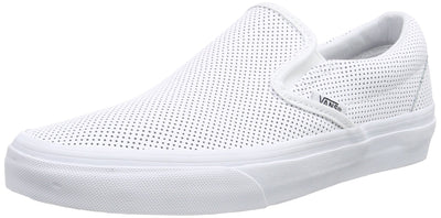 Vans Unisex Classic Slip-On? (Perf Leather) White Men's 11, Women's 12.5 Medium