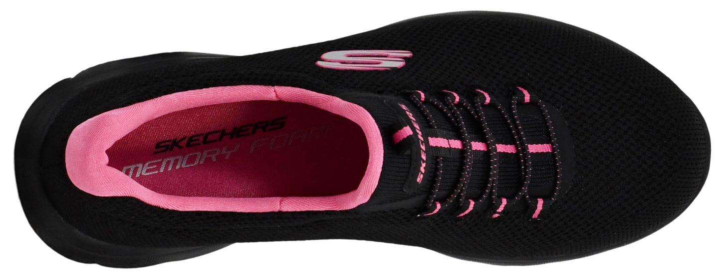 Skechers Women's Summits - Cool Classics Shoes, Black/Hot Pink, 6 M