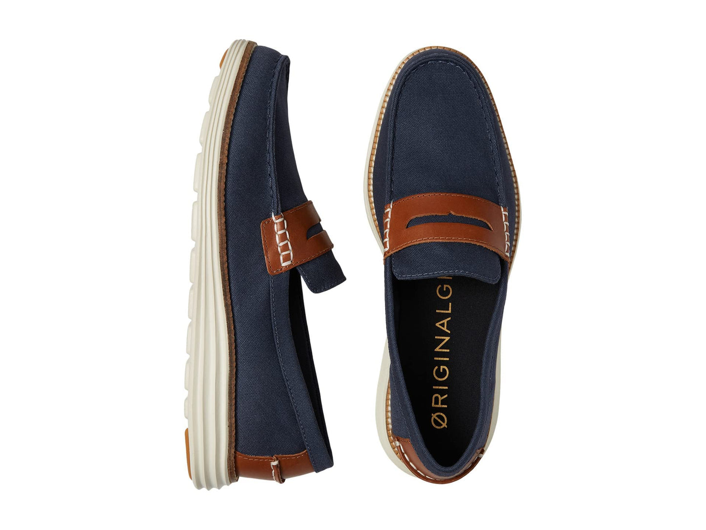 Cole Haan Original Grand Canvas Penny Navy/British Tan 10 D (M)