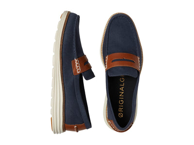 Cole Haan Original Grand Canvas Penny Navy/British Tan 10 D (M)