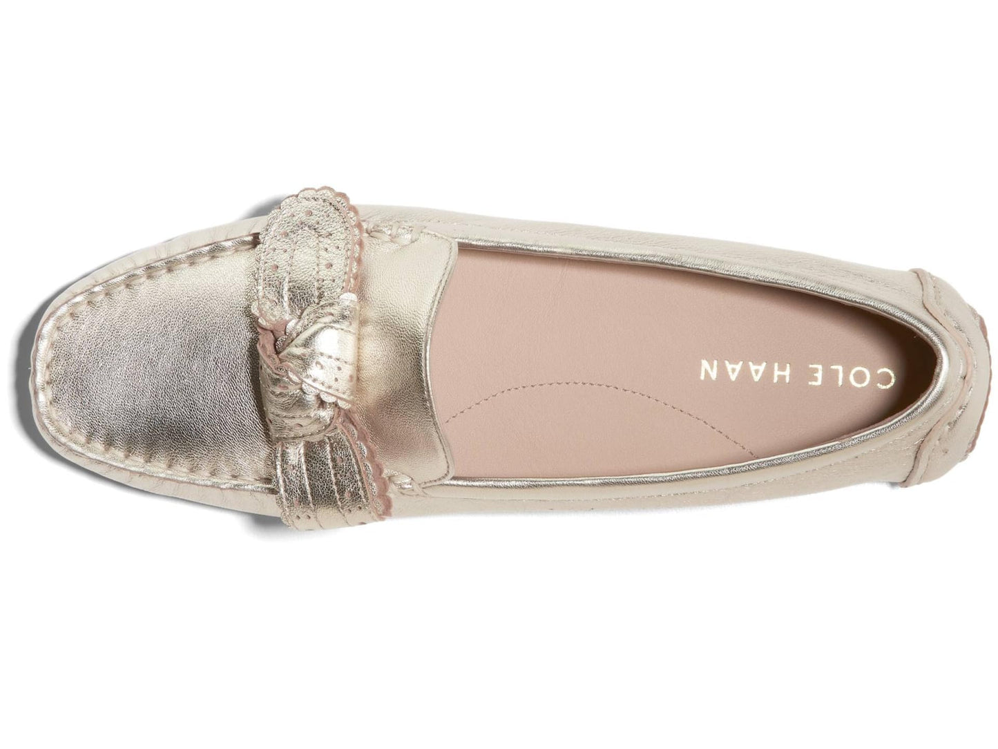 Cole Haan Women's Bellport Bow Driver, Soft Gold Leather, 9 B Medium