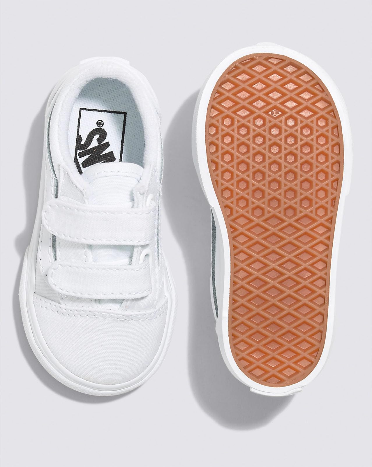 Vans - Toddlers Old Skool V Sneakers with Fastner, Color True White/True White, Size: 8.5 M US Toddler