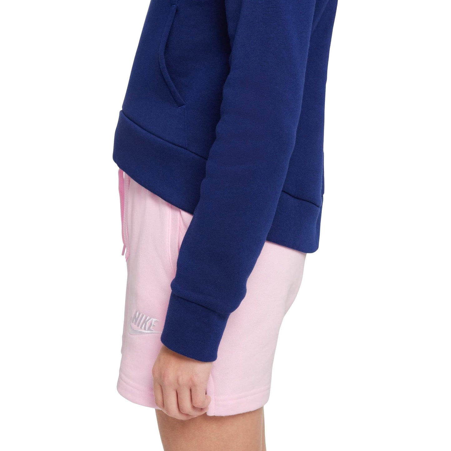 Nike Girl's Sportswear Club Fleece Hoodie (Little Kids/Big Kids) Blue Void/Arctic Punch/White MD (10-12 Big Kid)