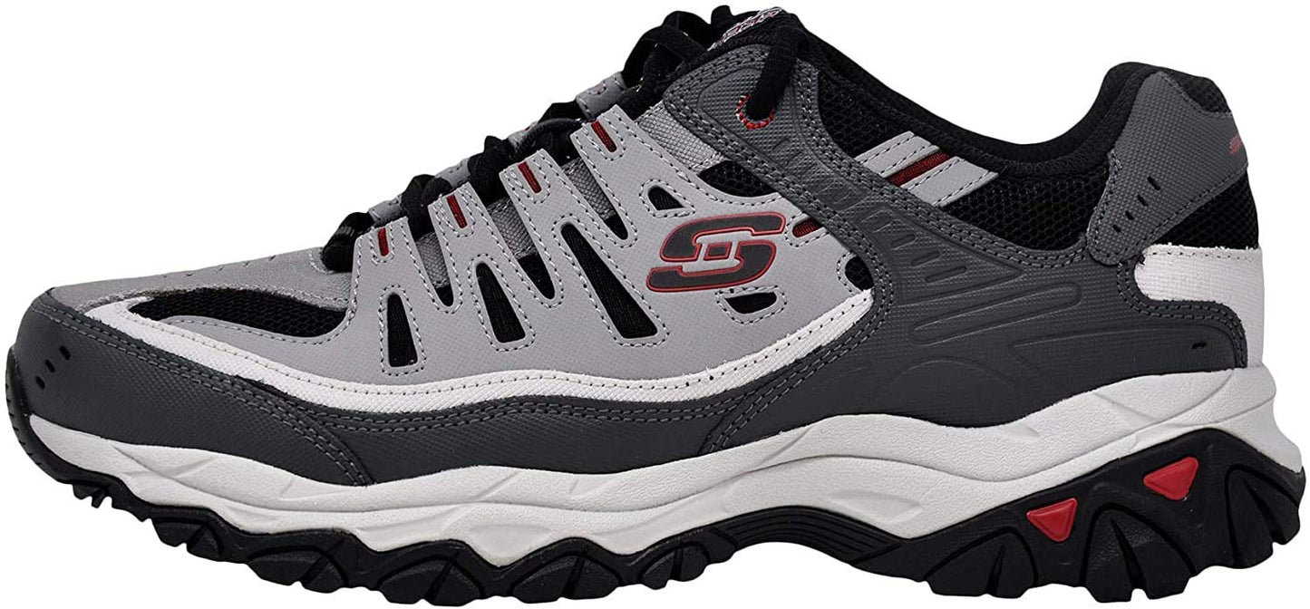 Skechers Men's Afterburn Memory Fit Lace-up Sneaker, Charcoal/Red, 13 M US