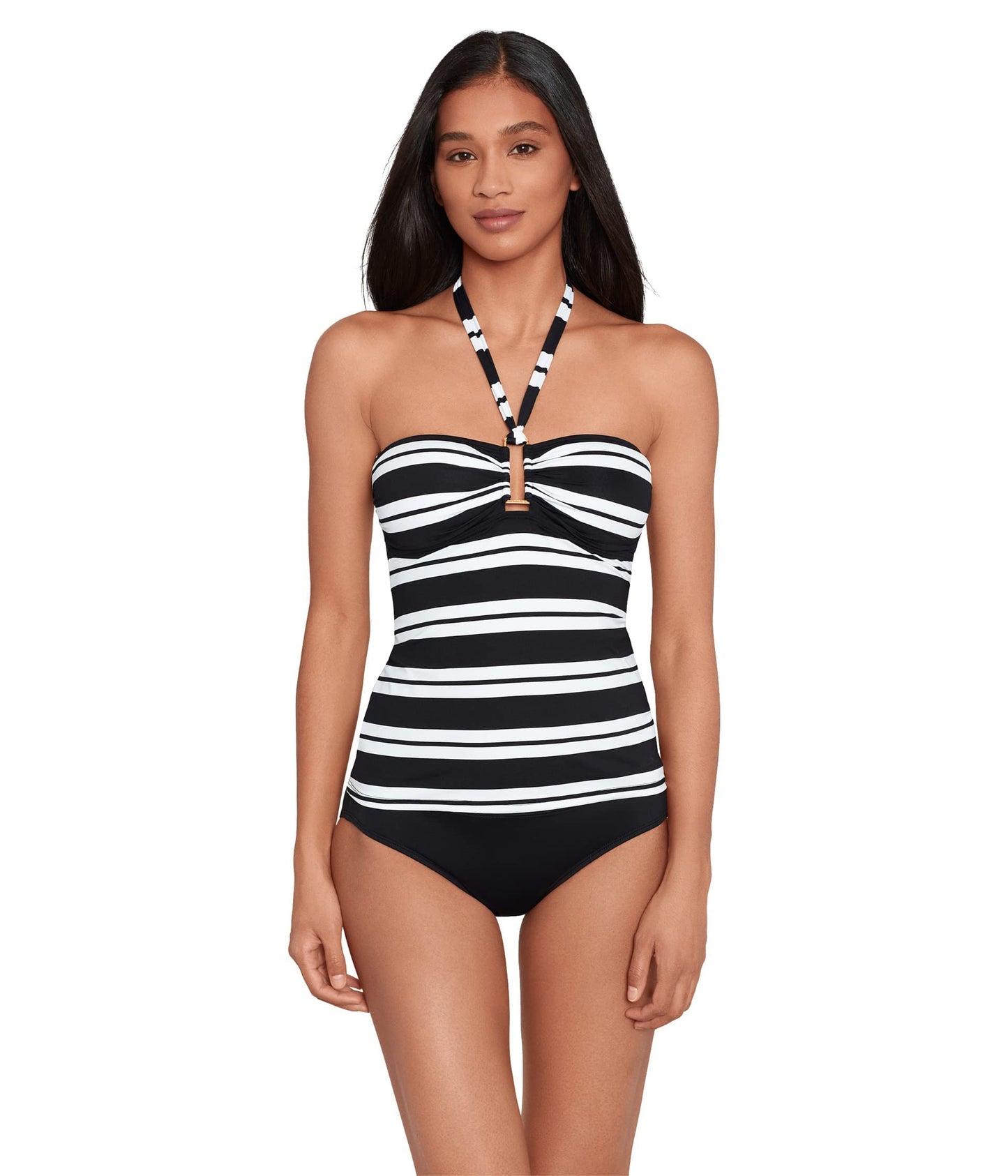 Lauren Ralph Lauren Resort Stripe Bandini Top Black White 6