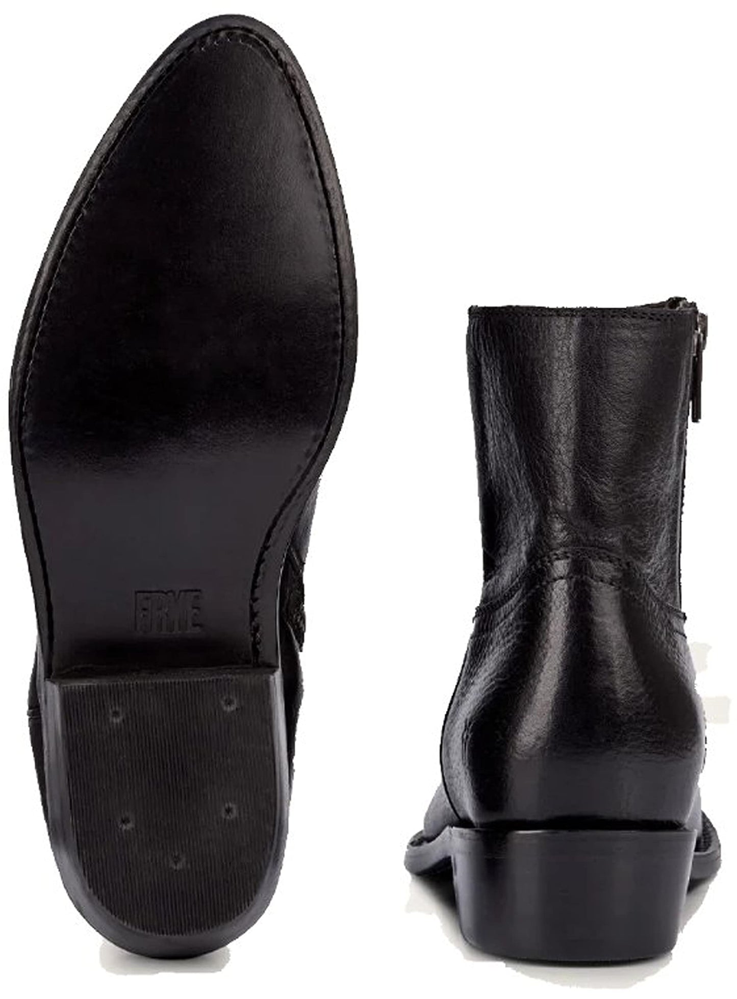 Frye Billy Inside Zip Booties for Women Crafted from Antiqued Pull-Up Leather with Wellington Stitchwork and Piping, Brass Hardware, and Inside Zipper – 5 ¾” Shaft Height, Black - 6M