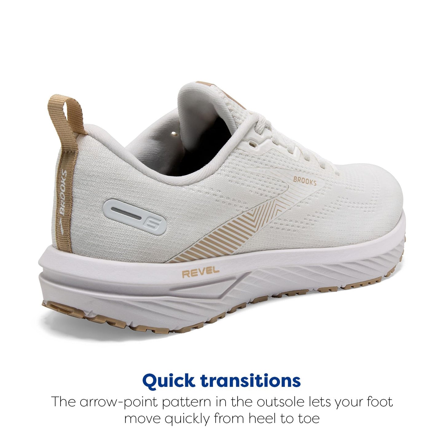 Brooks Women’s Revel 6 Neutral Running Shoe - White/Khaki - 9.5 Medium