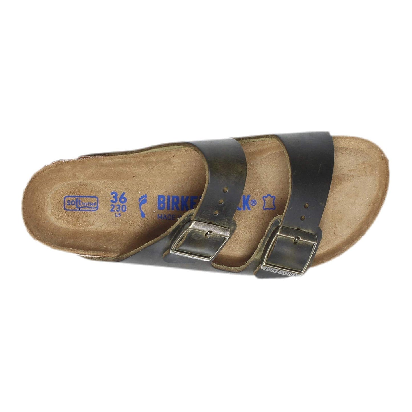 Birkenstock Womens Arizona Soft Foodbed Sandal, Jade Oiled Leather, Size 40 N EU (9-9.5 N US Women)