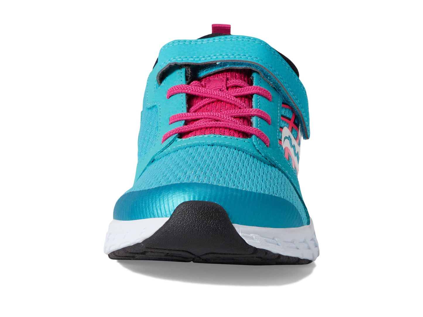Saucony unisex child Wind Alternative Closure 2.0 Running Shoe, Turq/Pink/Black, 1 Big Kid US