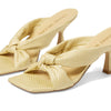 Stuart Weitzman Playa 75 Knot Sandal for Women - Sculptural Heel, Voluminous Knotted Detail, and Lacquered Nappa Leather Footwear Wheat 6.5 M
