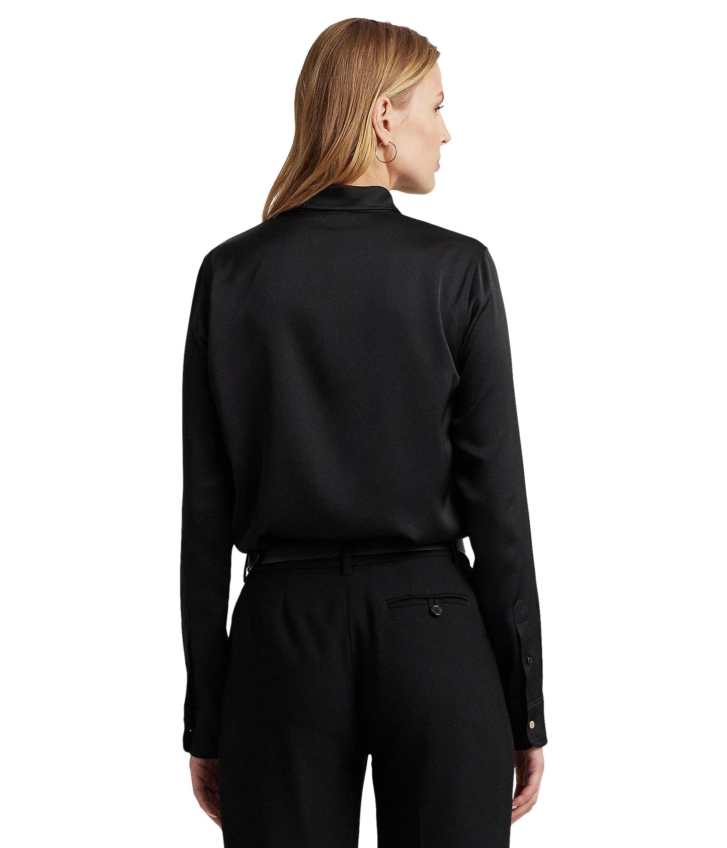 Lauren Ralph Lauren Satin Charmeuse Shirt Black LG