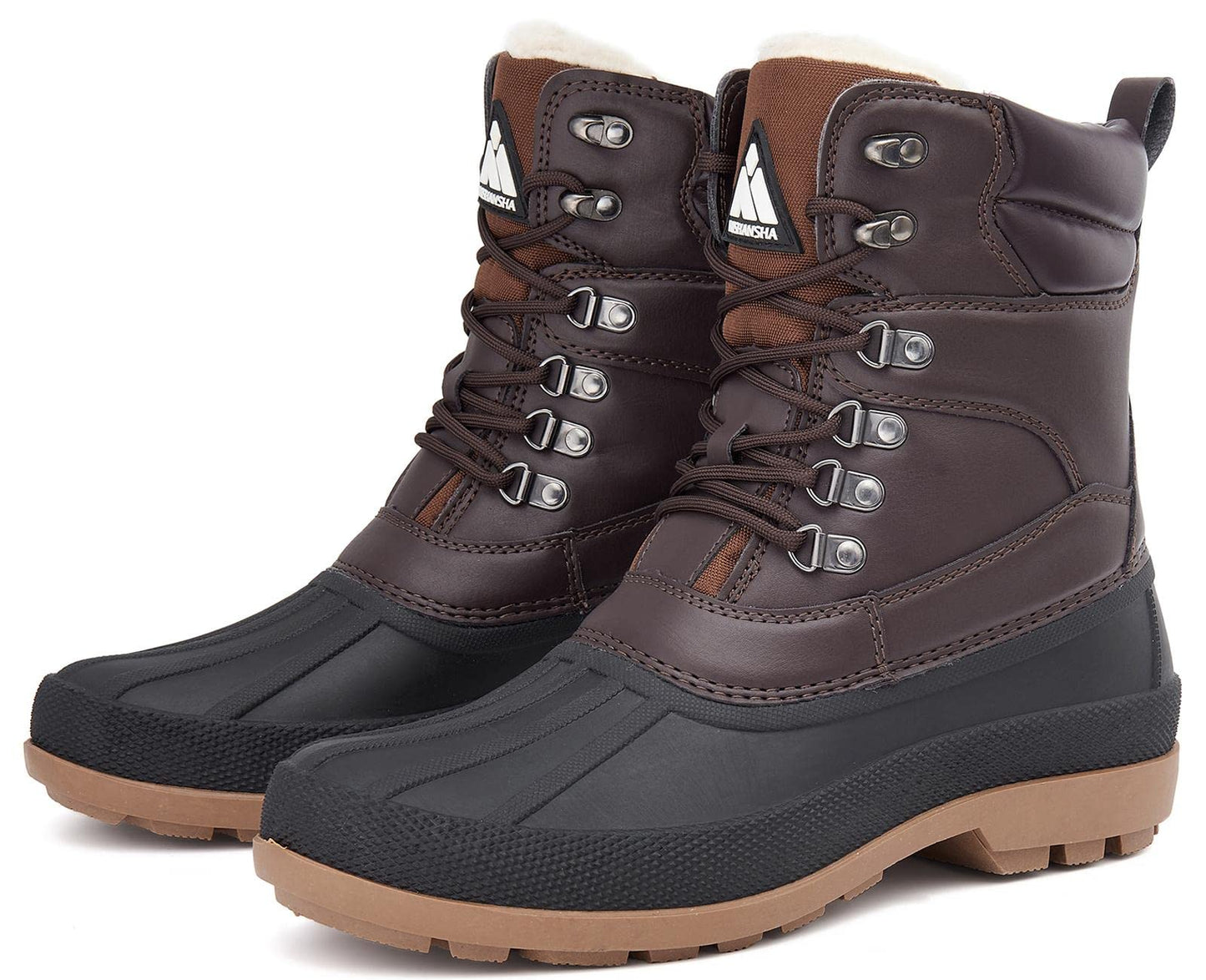 Mishansha Men's Winter Boots Waterproof Cold Weather Snow Boots Warm Duck Boots Ankle Boots Brown US12