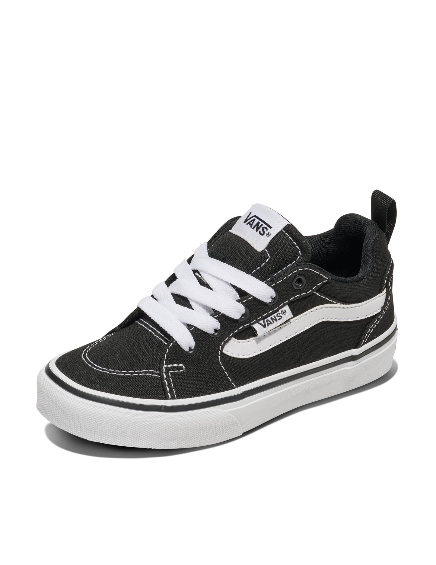 Vans Youth Filmore Shoe | Low-Top Fashion Sneakers for Boys & Girls, School & Everyday Wear, Canvas Black/White, 4