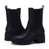 TINSTREE Mid Calf Boots for Women Black, Juniors Platform Dressy Sweater Chelsea Boots Platform Booties with Chunky Block Heels Vegan Black,08