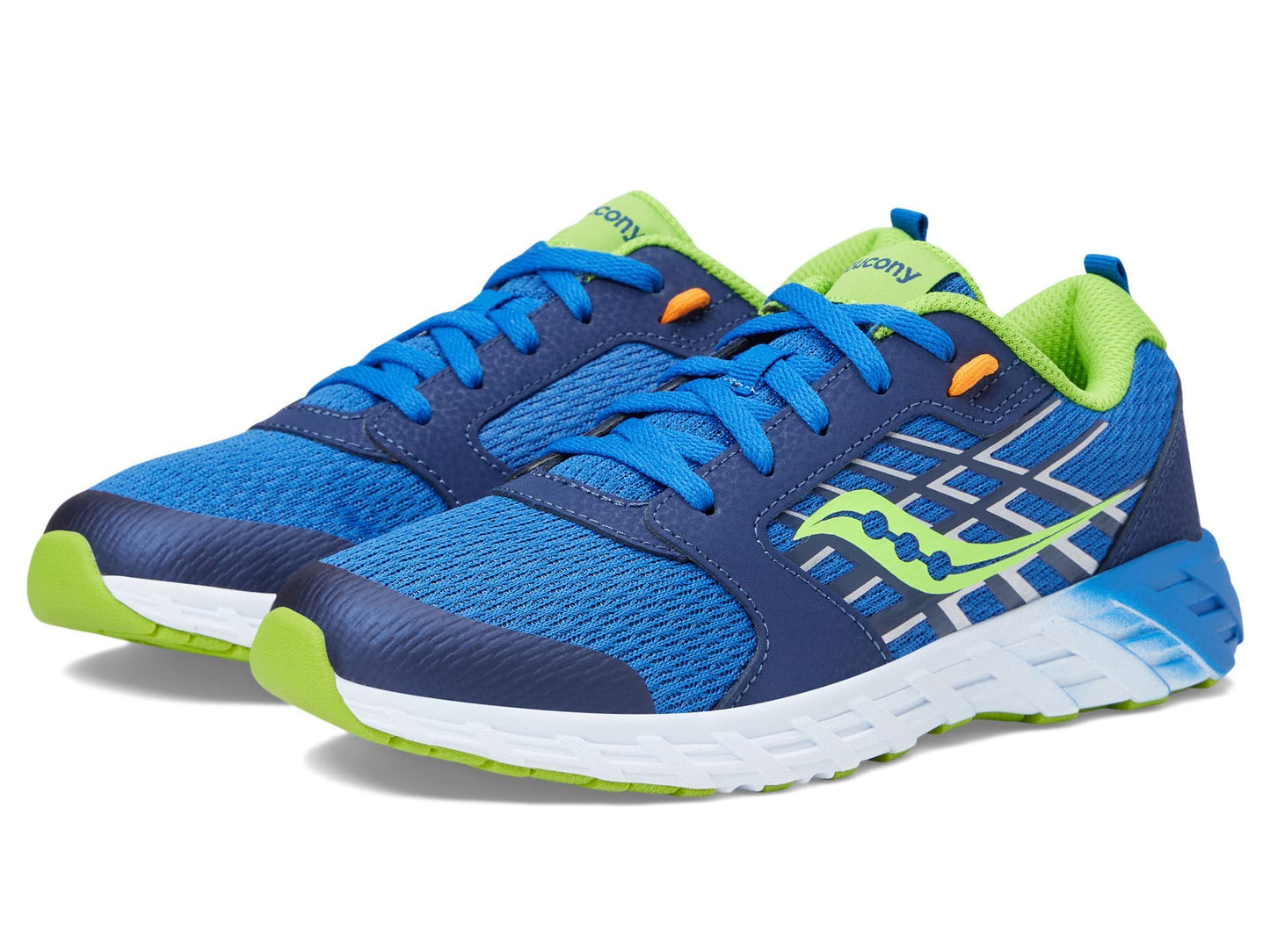 Saucony Wind 2.0 Running Shoe, Blue/Green, 2 Wide US Unisex Big_Kid