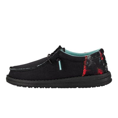 HEYDUDE Boy's Wally-Funk Y Splatter Black Size 11 | Youth's Shoes | Youth Slip-on Loafers | Comfortable & Light-Weight