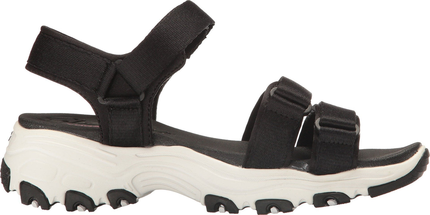 Skechers womens D'lites - Fresh Catch Wedge Sandal, Black, 9 US